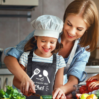 Wasserdichte Kinderschürze mit Tasche und lustigem Chef Design 4-12 Jahre