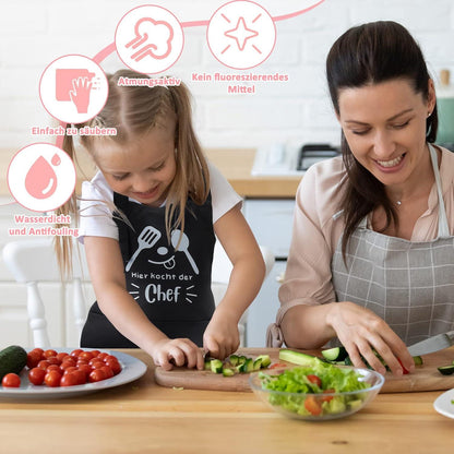 Wasserdichte Kinderschürze mit Tasche und lustigem Chef Design 4-12 Jahre
