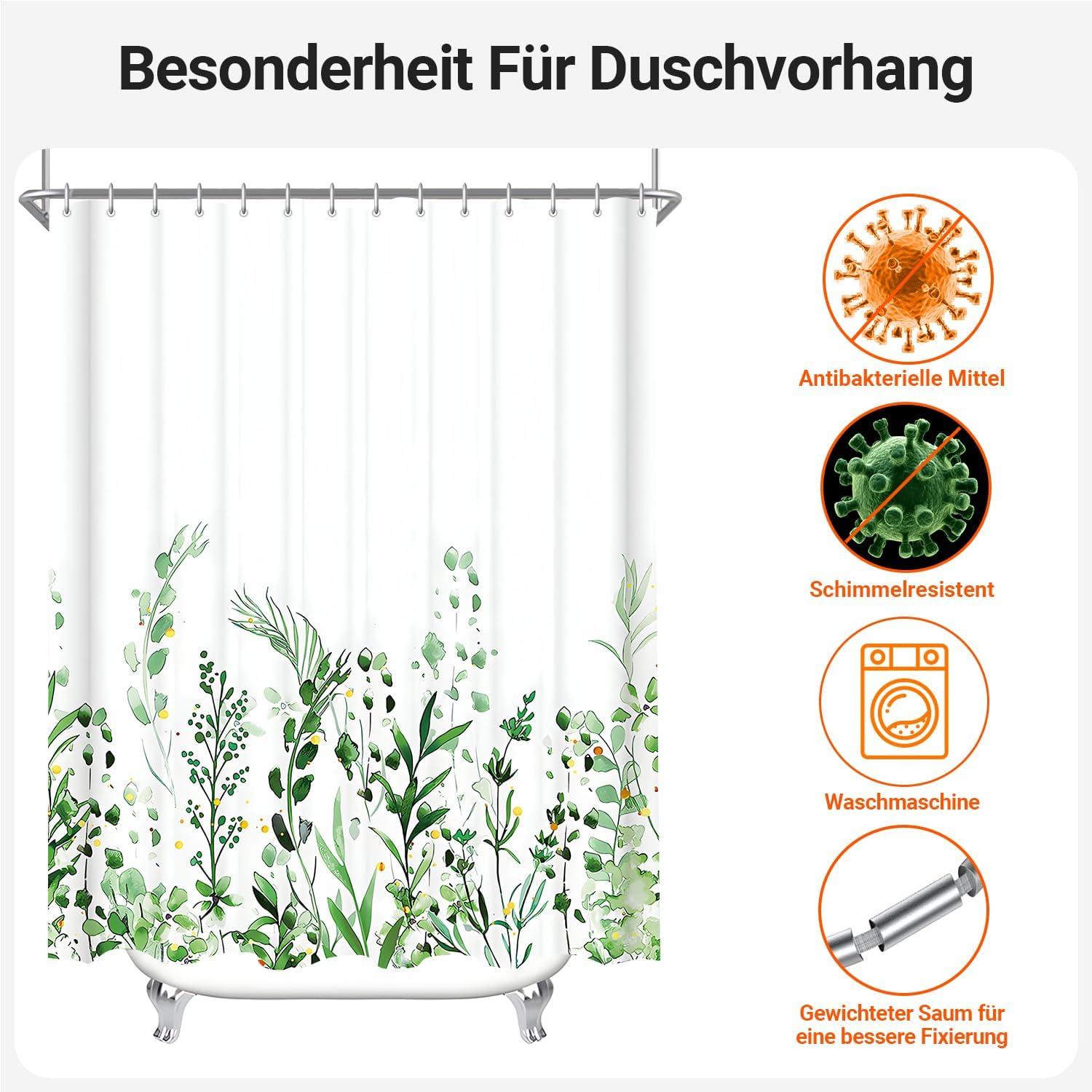 Duschvorhang Blumen 150x200cm Antischimmel Wasserabweisend Textil