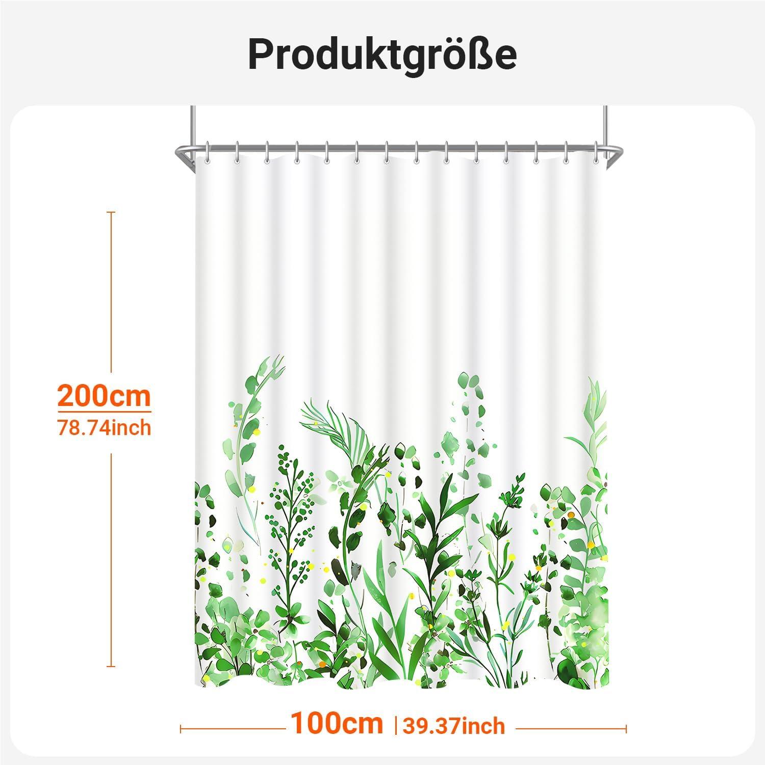 Duschvorhang Blumenmuster 100x200cm Wasserabweisend Textil mit
