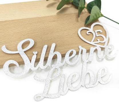 20 Stück Silberhochzeit Kuchendeko Glitzer Cake Topper 25 Hochzeitstag