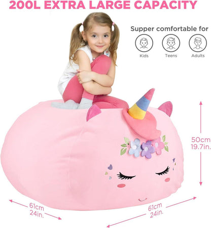 Kuscheltier Sitzsack Einhorn Aufbewahrung 200L XXL Rosa