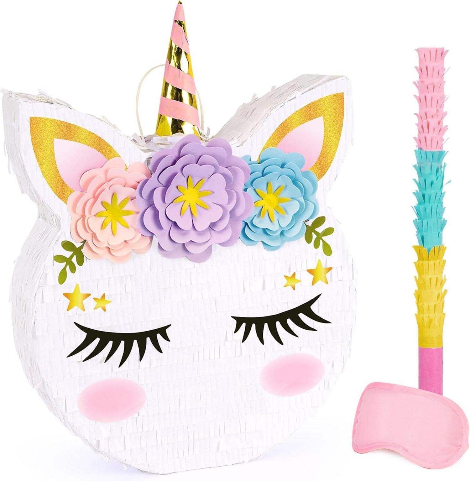 Einhorn Pinata Party Supplies mit Stock und Augenbinde 40x31cm