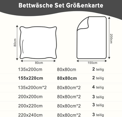 2tlg Bettwäsche Set Mikrofaser 155x220cm + Kissenbezug 80x80cm