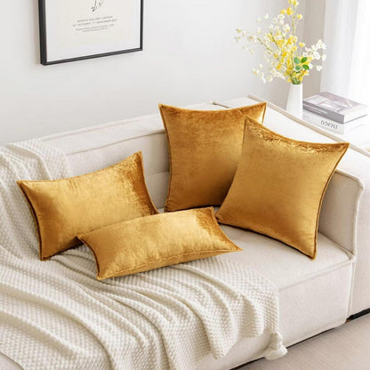 Samt Kissenbezug 40x40 cm Champagner Golden - 2er Set