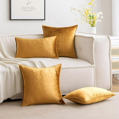Samt Kissenbezug 40x40 cm Champagner Golden - 2er Set