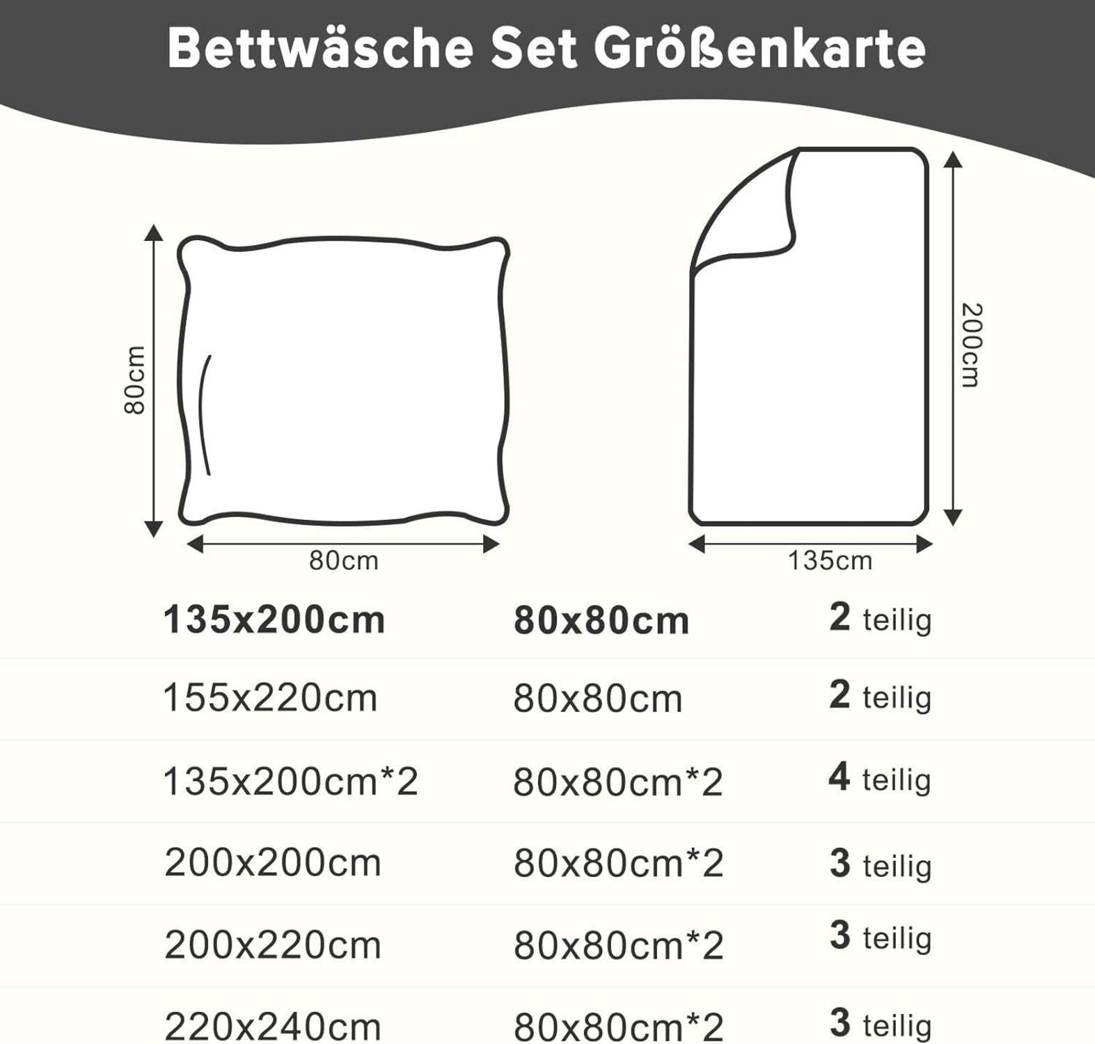 Bettwäsche 135x200 cm Schwarz Mikrofaser 2 tlg Ganzjahres Bettwäsche-Sets