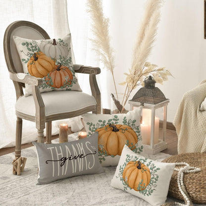 Herbst Kürbis Orange Dekokissenbezug 4er Set 30x50cm Sofa Couch