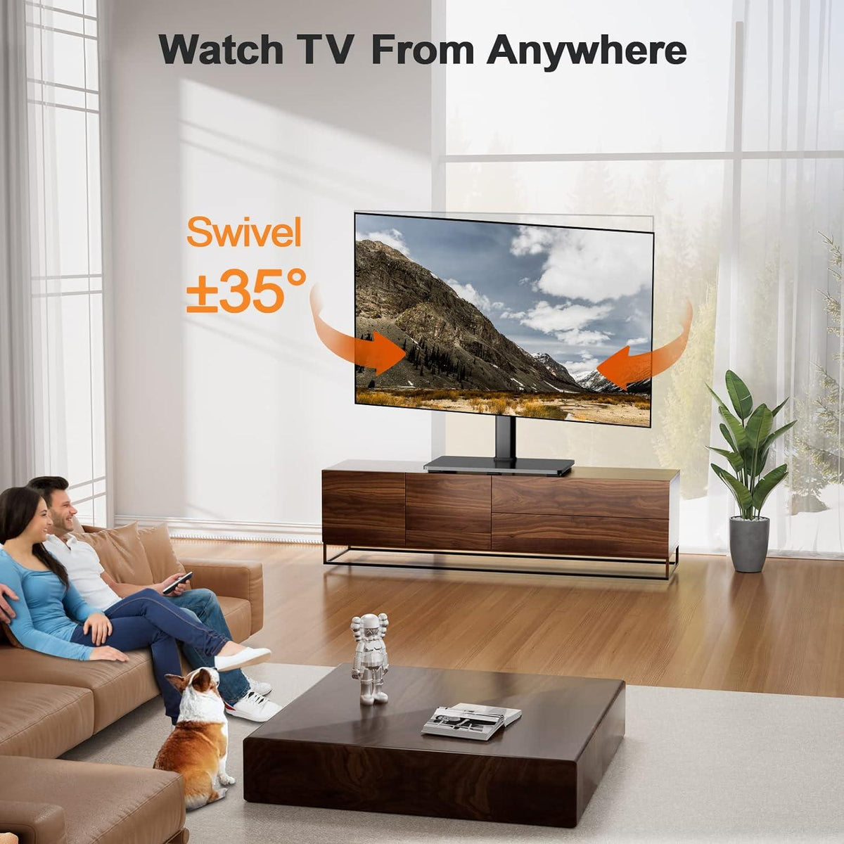 TV Standfuss Schwenkbar für 37-70 Zoll Fernseher bis 45 KG, Höhenverstellbar & Stabil, VESA 600x400mm