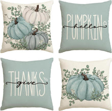 Artoid Herbst Kürbis 4er Set Kissenbezüge 50x50 cm Blau