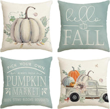 Artoid Herbst Kürbisse Blätter LKW 45x45 cm Kissenbezüge 4er Set