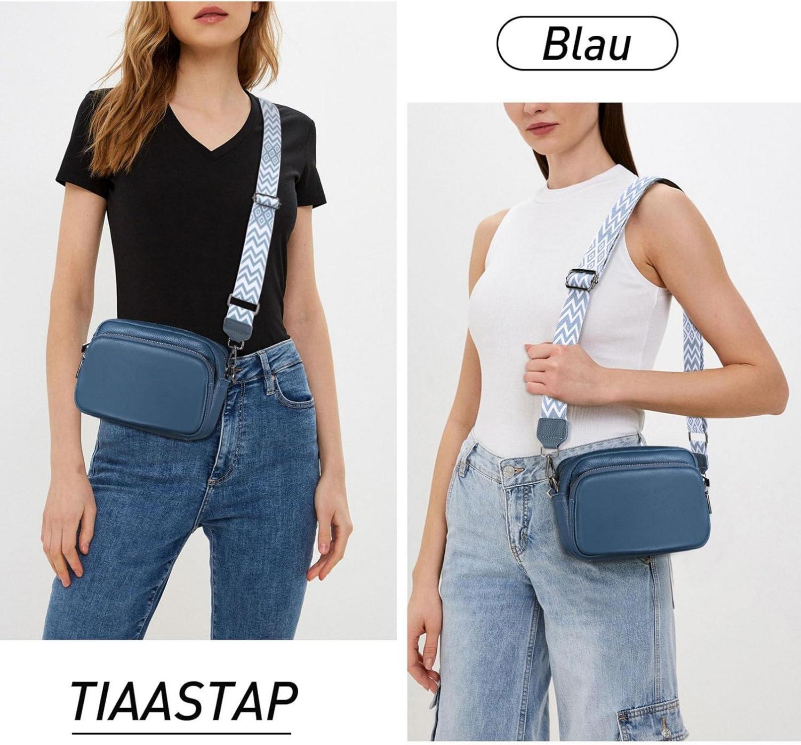 Damen Handy Umhängetasche aus echtem Leder mit breitem