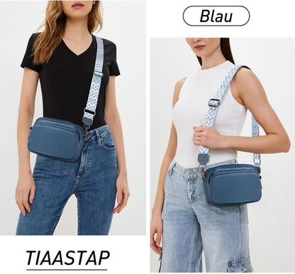 Damen Handy Umhängetasche aus echtem Leder mit breitem