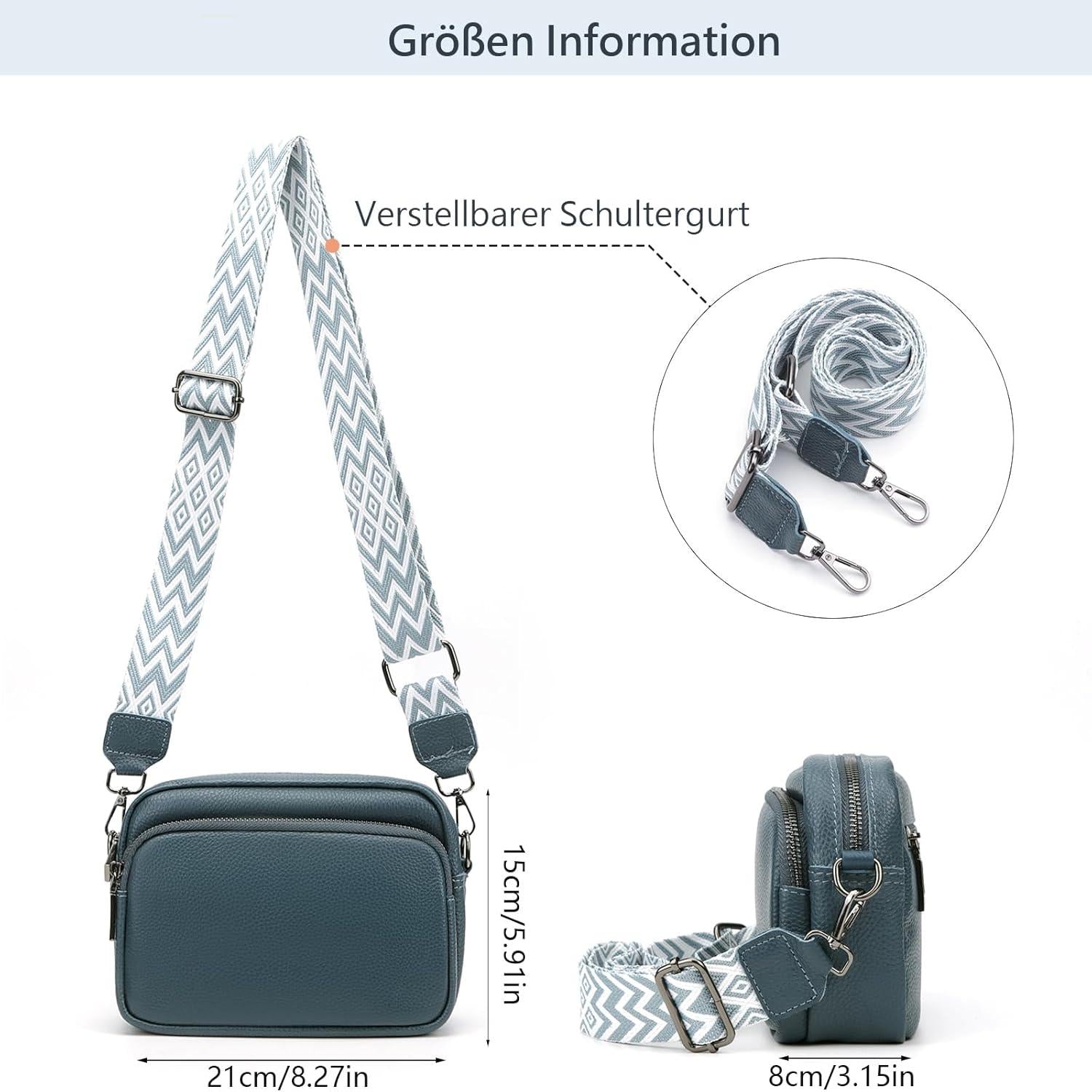 Damen Handy Umhängetasche Leder Crossbody Bag Schultergurt Tasche