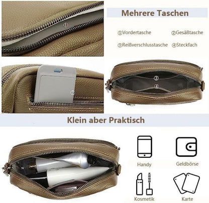 Echtes Leder Umhängetasche Damen Crossbody Bag Schultertasche 3 Fächer