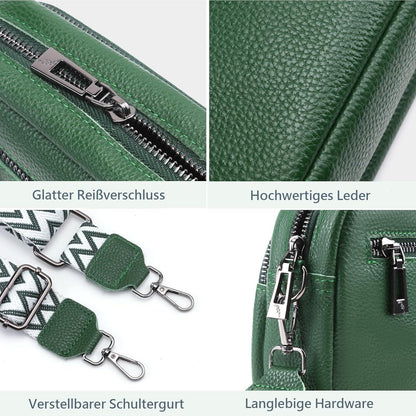 Damen Handy Umhängetasche Echtes Leder Crossbody Bag mit breitem Schultergurt