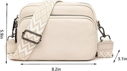 Damen Handy Umhängetasche Echtes Leder Crossbody Bag Schultergurt 3 Fächer