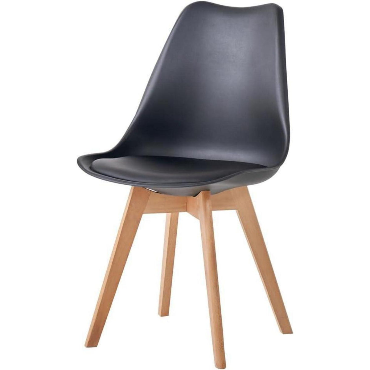 Esszimmerstuhl Set 8er – Massivholz, Abnehmbares Kissen Schwarz+Beige
