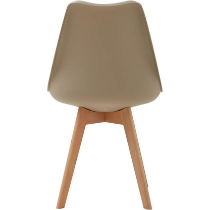 Esszimmerstuhl Set 8er – Weiß & Beige, Massivholzbeine