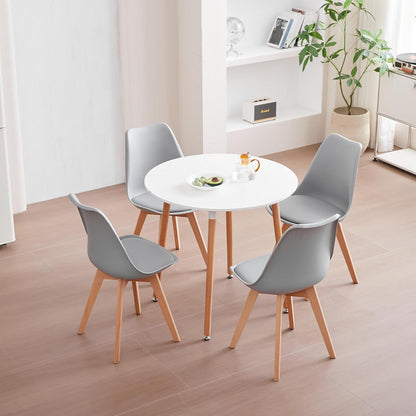 Esszimmerstuhl Set 8er – Massivholz, Abnehmbares Kissen Schwarz+Grau