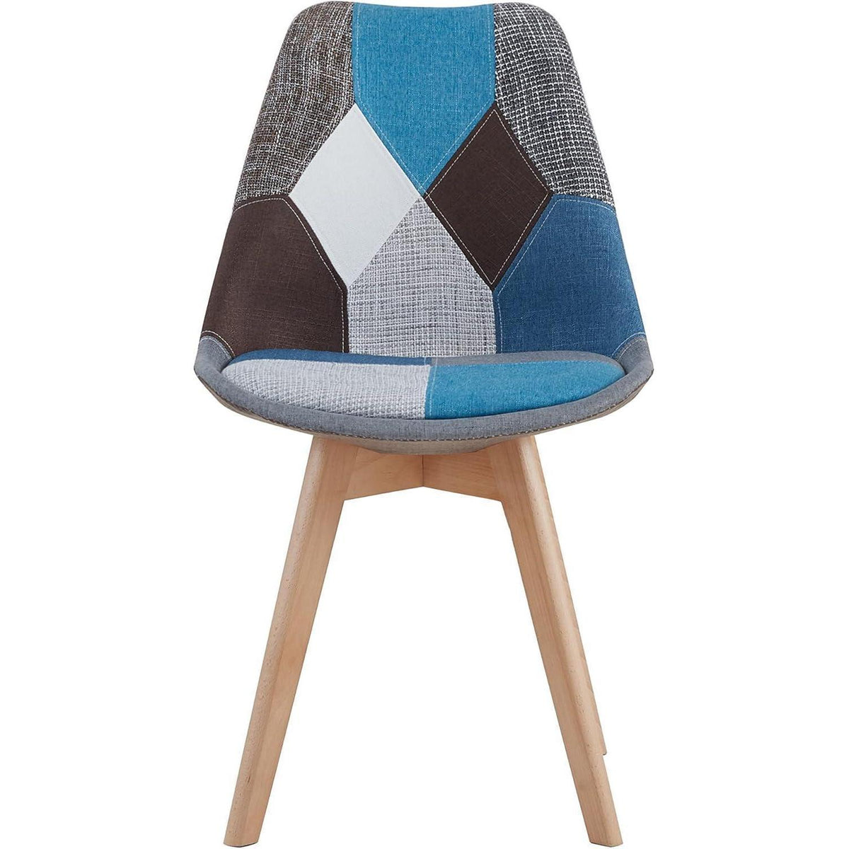 Patchwork Esszimmerstühle Set (Blau+Rot) mit Sitzkissen