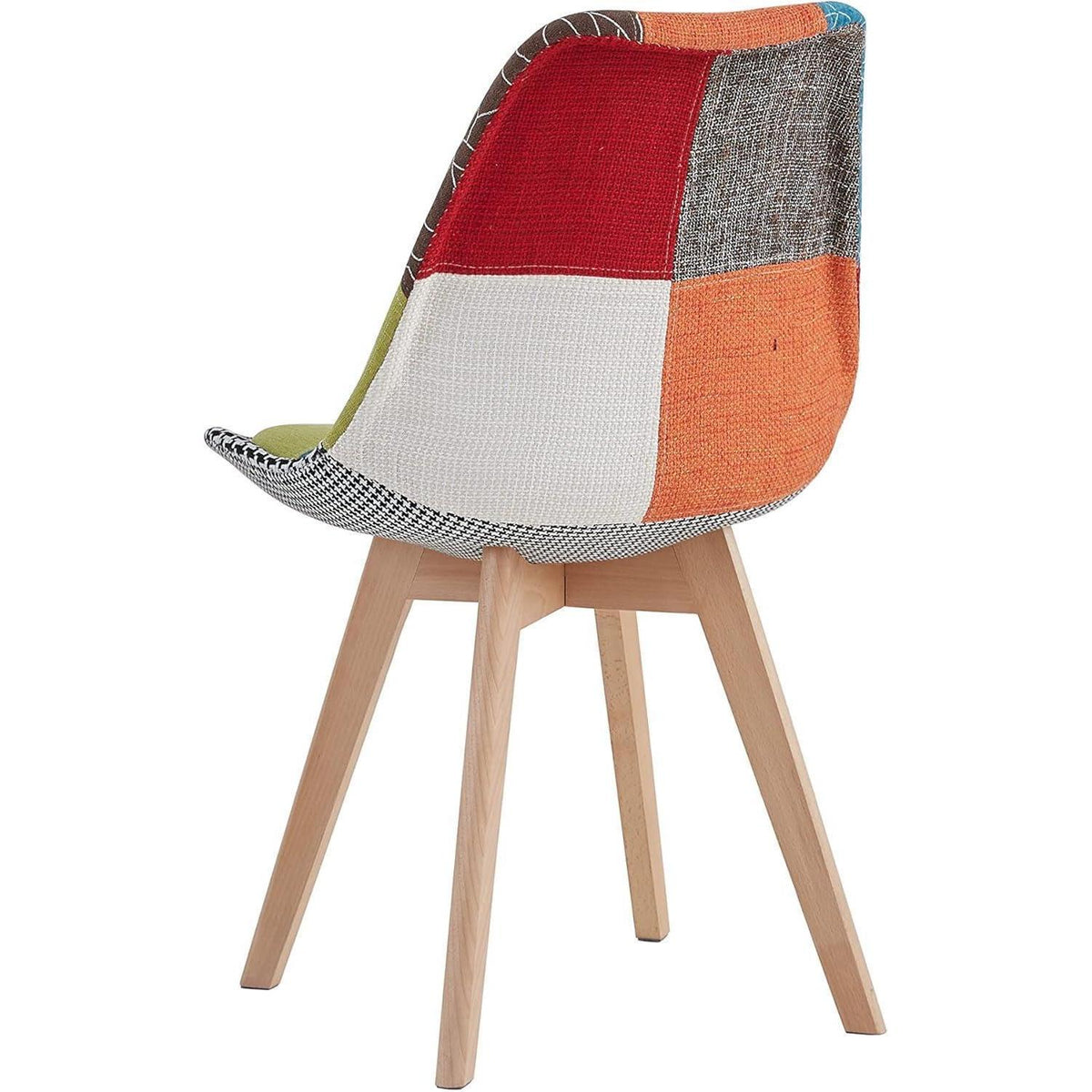 Patchwork Esszimmerstühle Set (Blau+Rot) mit Sitzkissen