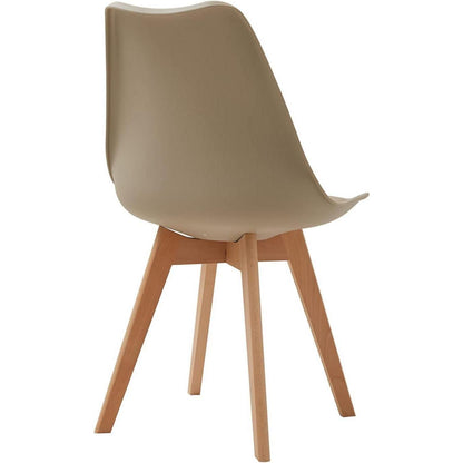 Esszimmerstuhl Set 8er – Massivholz, Abnehmbares Kissen (Glau+Beige)