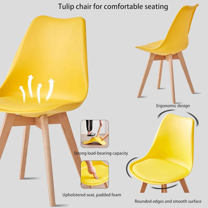 Esszimmerstuhl Set 8er – Massivholz, Abnehmbares Kissen, Beige