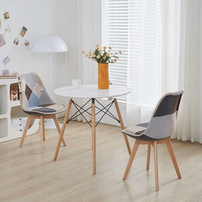 Patchwork Esszimmerstühle Set (Braun+Blau) mit Sitzkissen