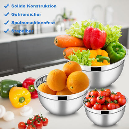 Herogo Edelstahl Rührschüssel Set mit Zubehör, luftdichter Deckel 8-teilig
