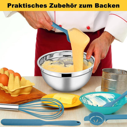 3-teiliges Herogo Rührschüssel Set Edelstahl Salatschüssel stapelbar Blau
