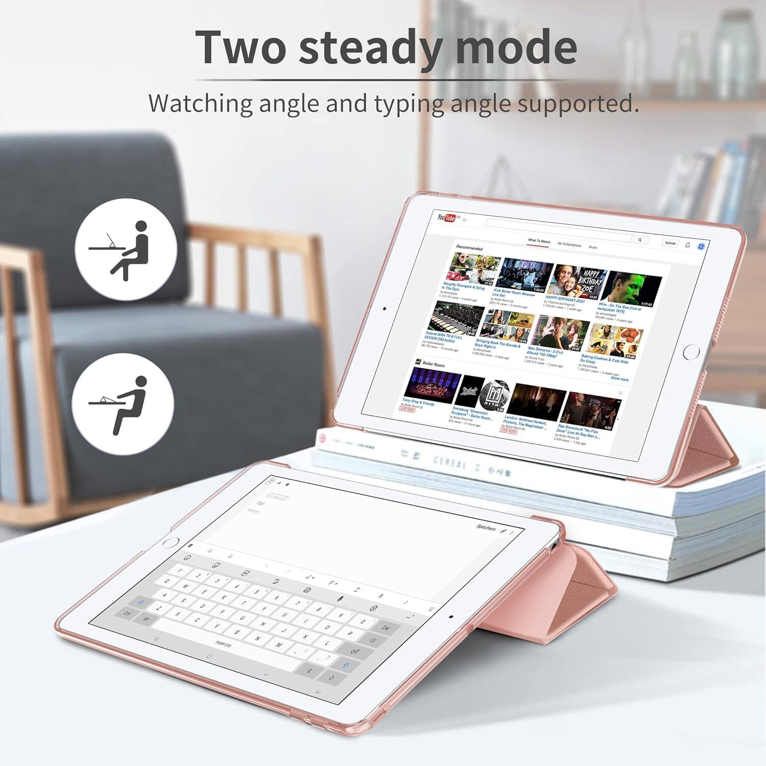Leichte Roségold Hülle für iPad 9.7 2018/2017, PU Leder & PC, Standfunktion