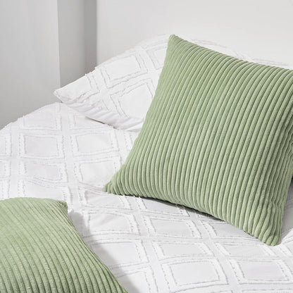 Kordsamt Kissenbezug 40x40 grün gestreift 2er Set Sofakissen Deko