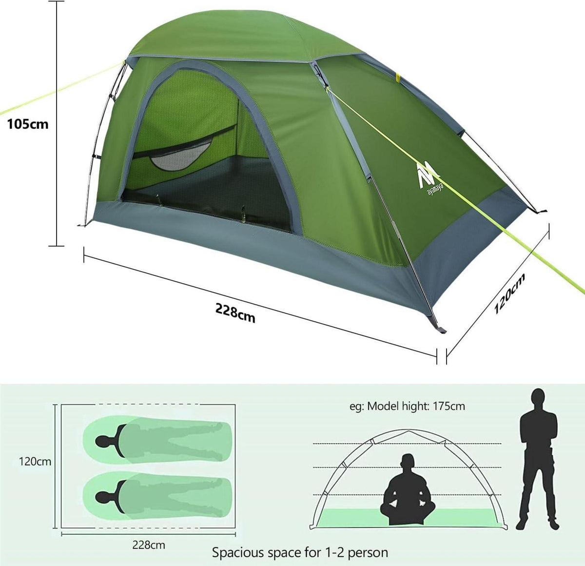 Ultraleichtes 1-Personen-Zelt Wasserdicht Camping Outdoor