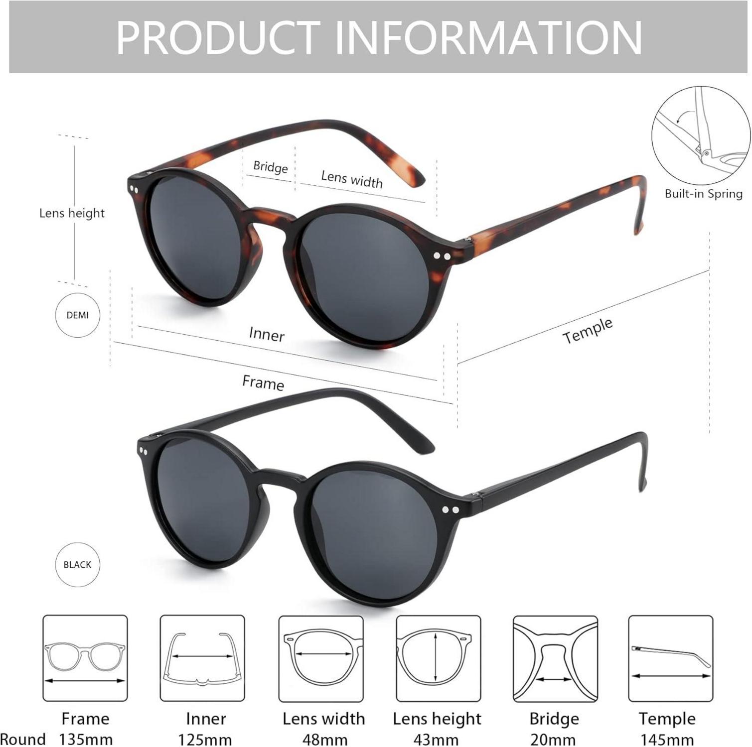 Polarisierte Vintage Retro Sonnenbrille Rund Quadrat 2er-Pack UV400