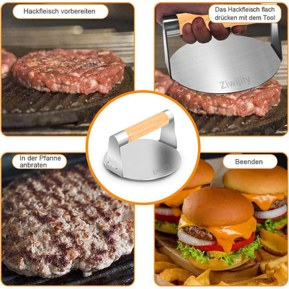 Smash Burgerpresse 14cm Edelstahl Burger Smasher für Grill