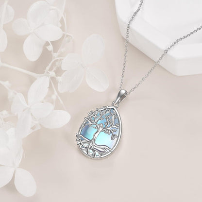 VONALA Silber Mondstein Baum des Lebens Halskette 925 Sterling Silber Anhänger