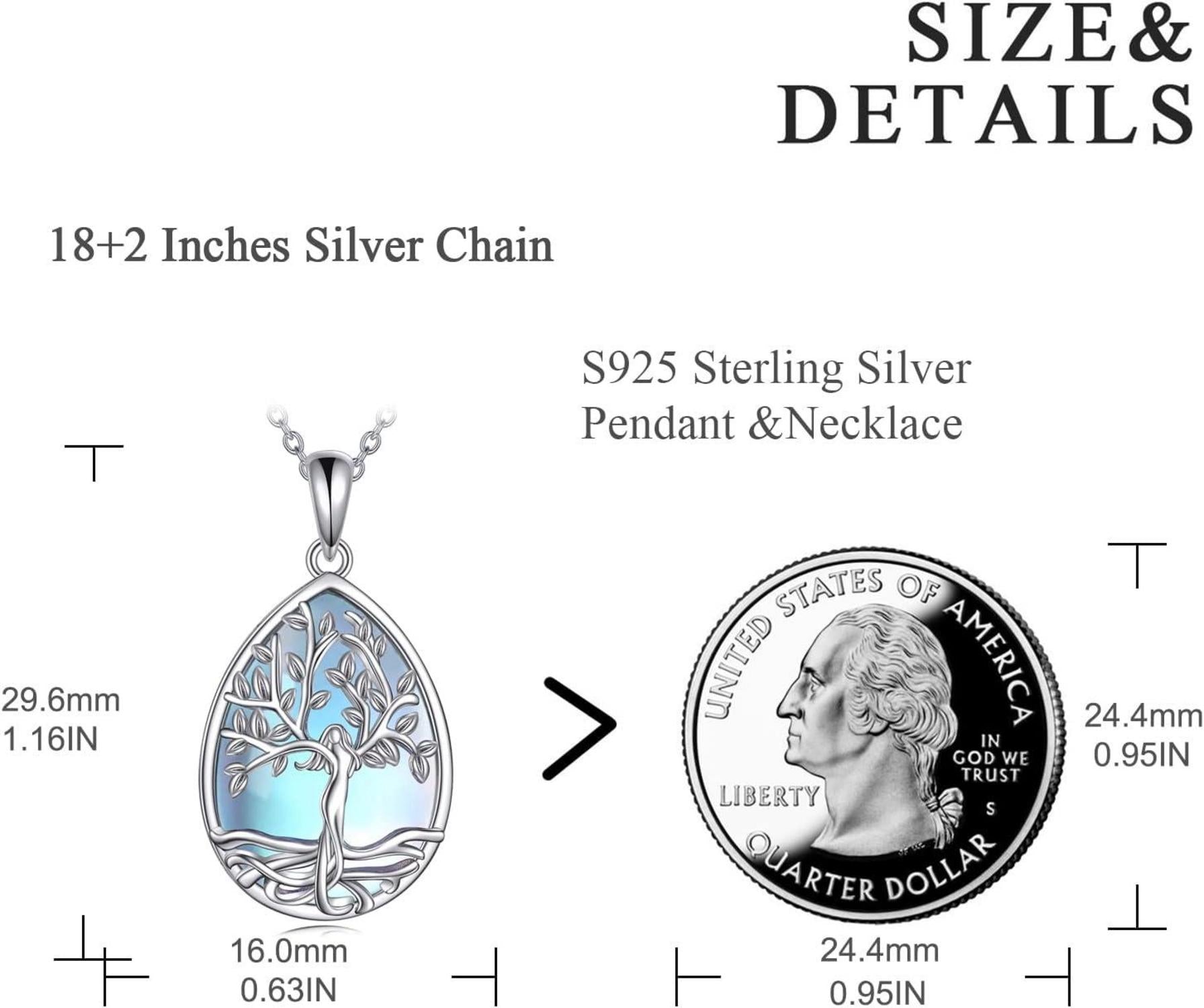 VONALA Lebensbaum Halskette 925 Silber Mondstein Anhänger Schmuck
