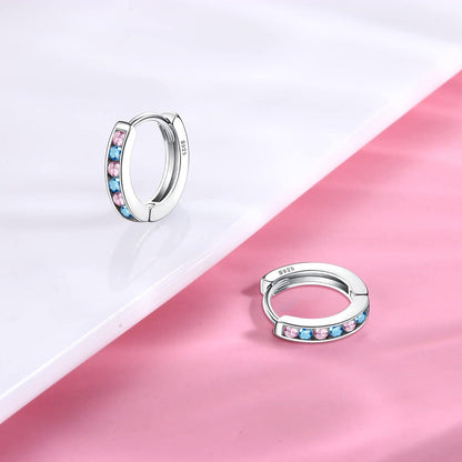 Ohrringe Creolen Silber 925 Zirkonia Damen Mädchen Huggie hypoallergen