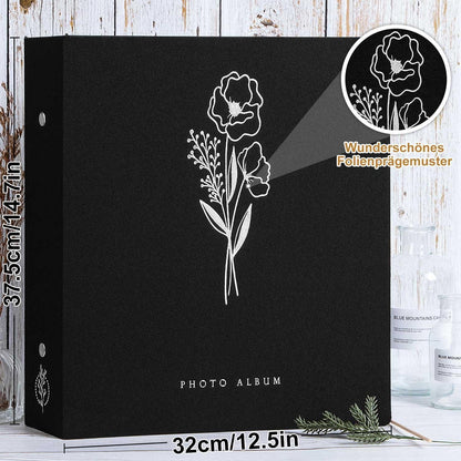 Großes Leinen Einsteckalbum für Fotos (Schwarz) 600 Taschen