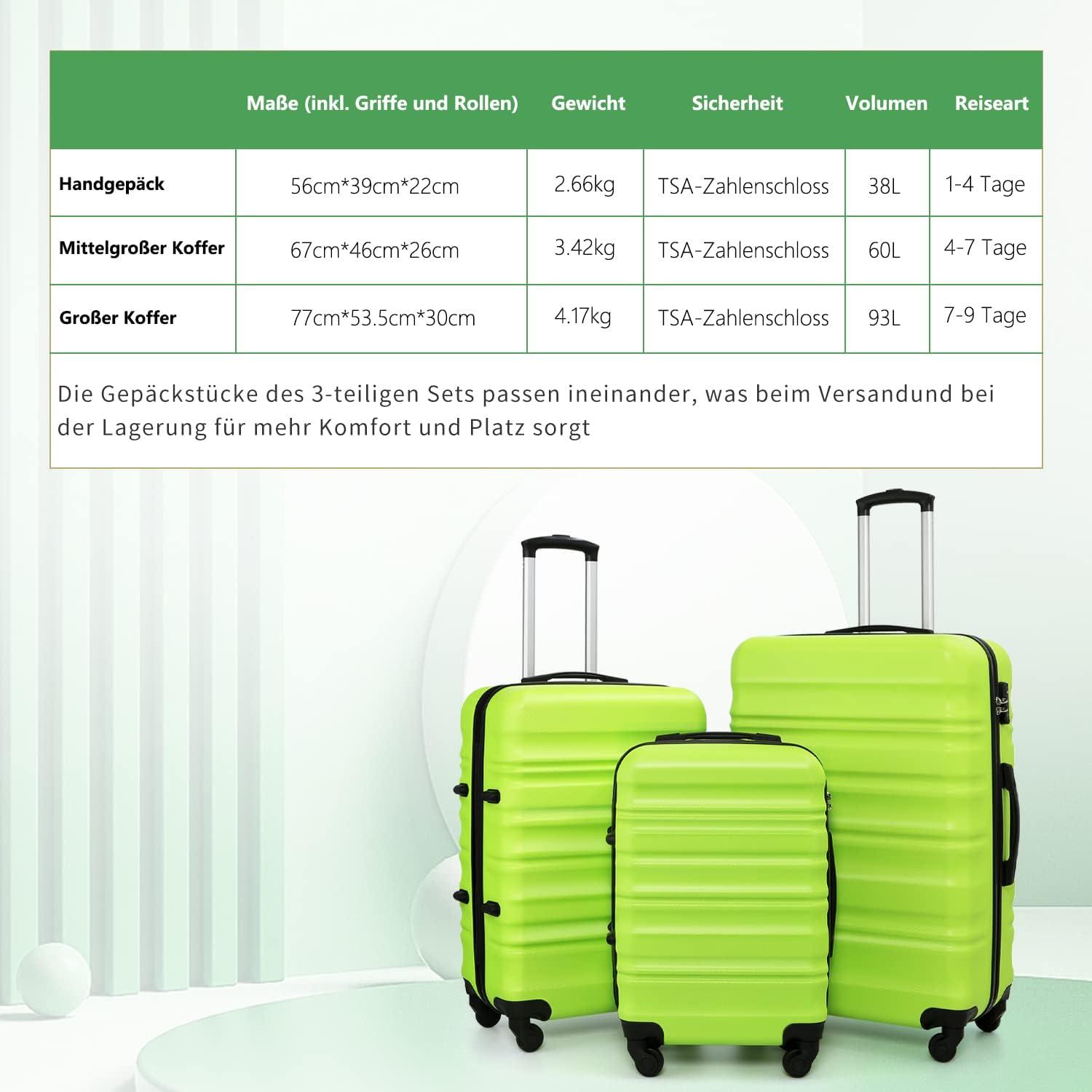 Hartschalen-Koffer Trolley Rollkoffer TSA 4 Rollen Handgepäck