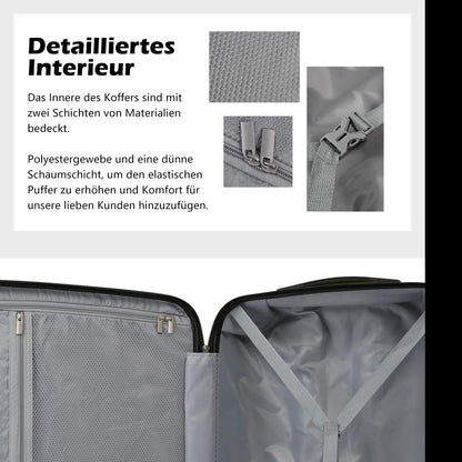 COOLIFE Hartschalen-Koffer Trolley Rollkoffer TSA-Schloss 4 Rollen Blau/Braun