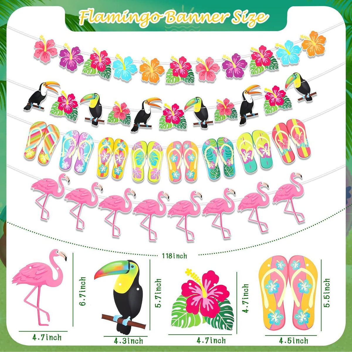 Tropische Flamingo Hibiskus Banner Set 4-teilig