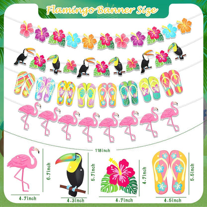Tropische Flamingo Hibiskus Banner Set 4-teilig