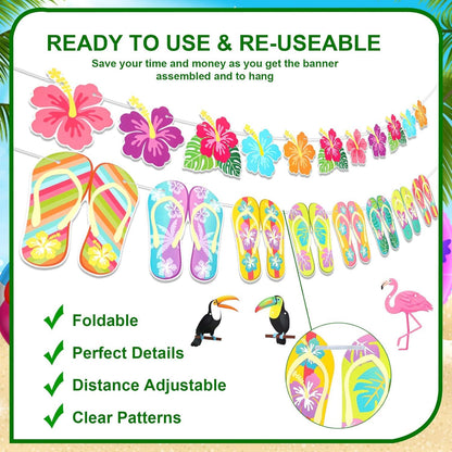 HOWAF Hawaii Flamingo Hibiskus Tropische Wimpel Banner 4