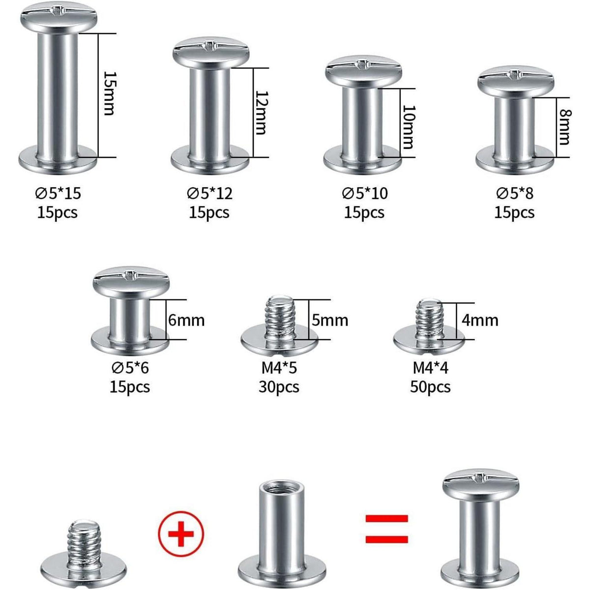 Chicago Schrauben Set 160tlg. M4 M5 für Leder & DIY