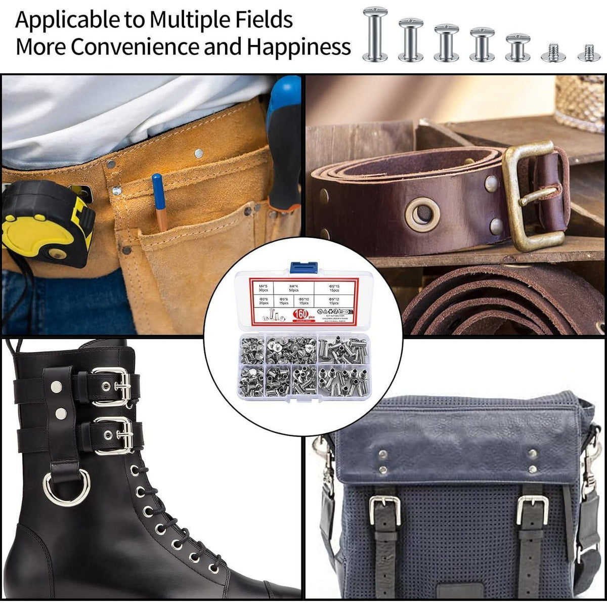 Chicago Schrauben Set 160tlg. M4 M5 für Leder & DIY