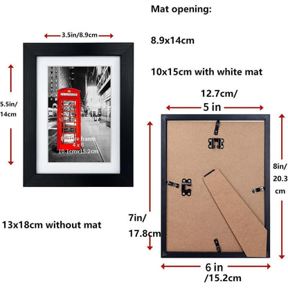Bilderrahmen 10x15 6er-Set für Wand und Tisch, Holzoptik in