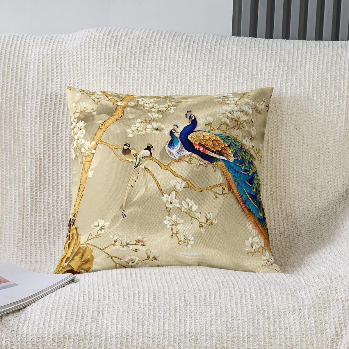 2x Kissenbezug Pfau 45x45cm - Dekorativ & Weich