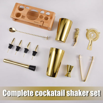 Goldenes Cocktail Shaker Set Edelstahl 550ML/750ML 12-Teilig